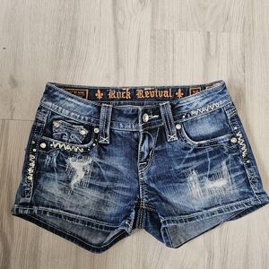 Rock Revival Distressed Blue Jean Shorts
